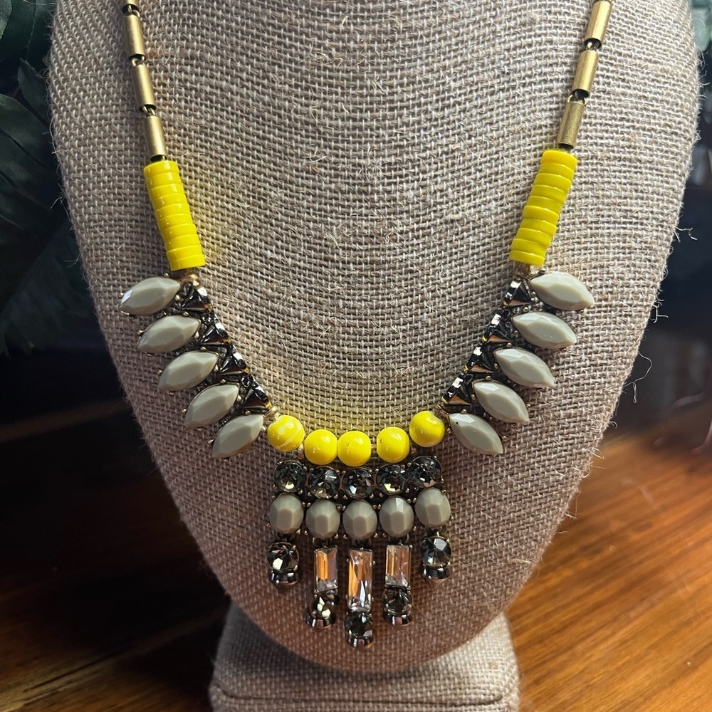J. Crew Yellow and Silver Statement Necklace